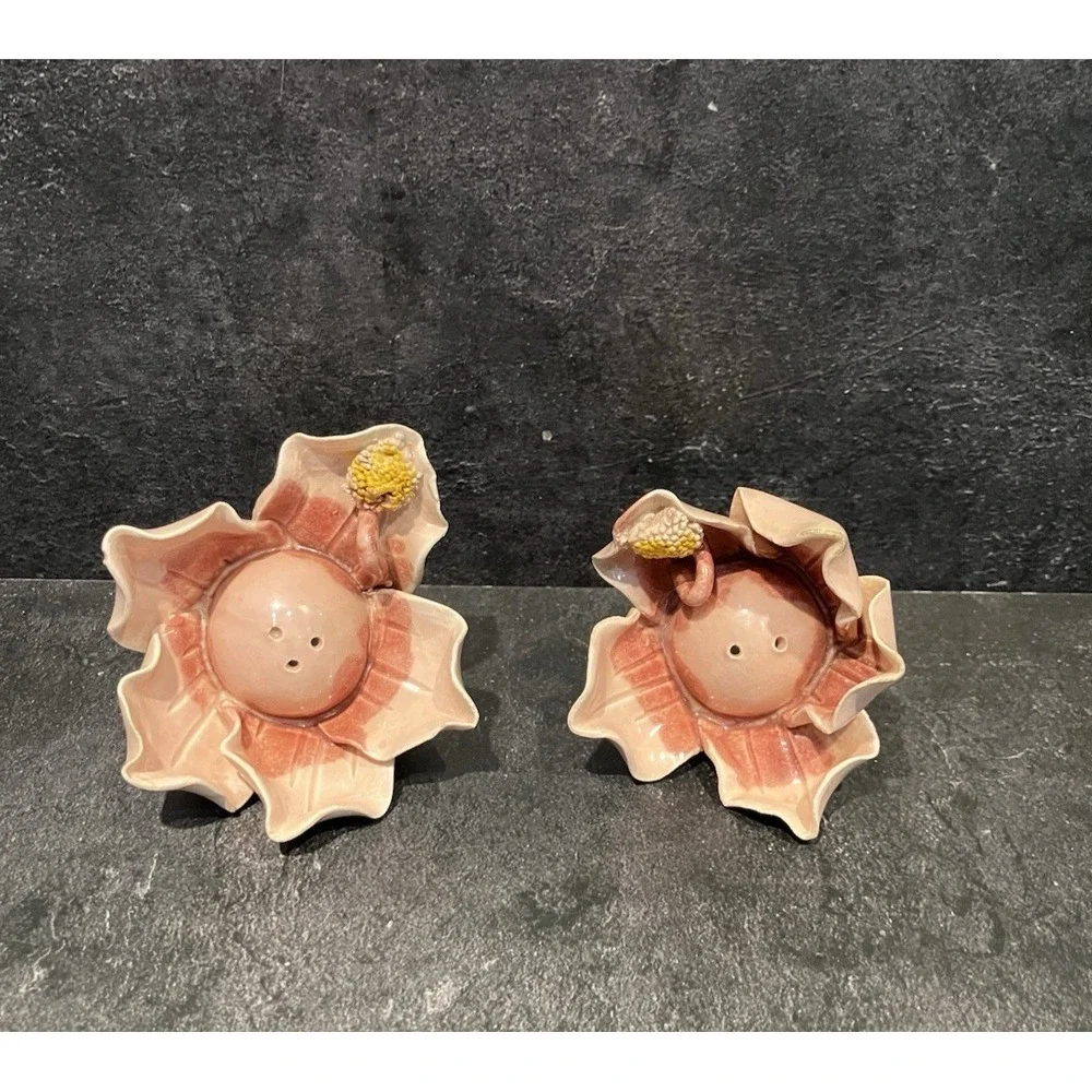 Fitz‎ and Floyd 1983 Pink Flower Salt & Pepper Shaker Pink Yellow Vintage *RARE*